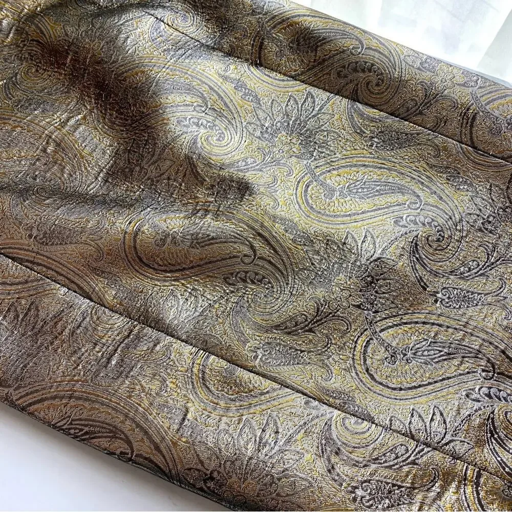 Jenni Kayne Metallic Brocade Knee Length Pencil Skirt XS Designer Silk Blend